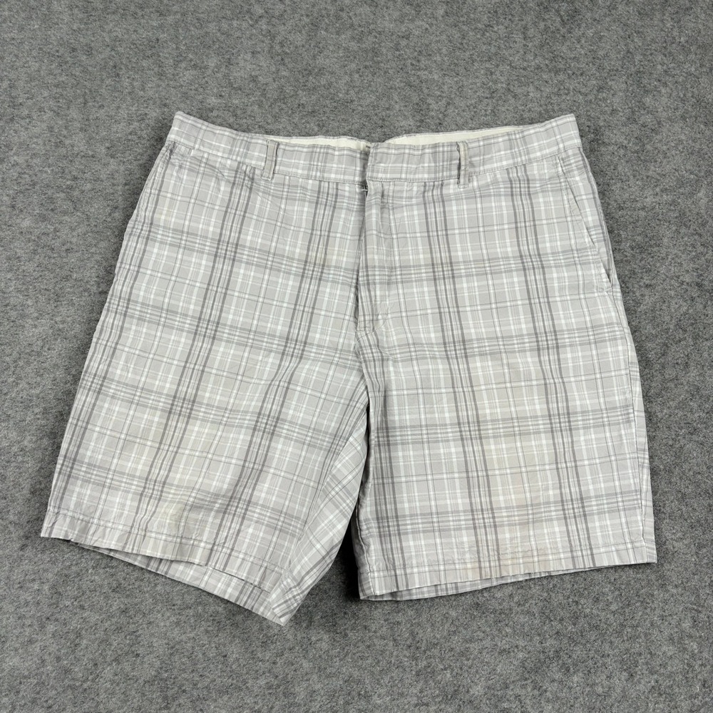 Y2K Dockers Shorts Mens 34 Gray Plaid Cotton Classic Fit Casual Summer Chino 00s